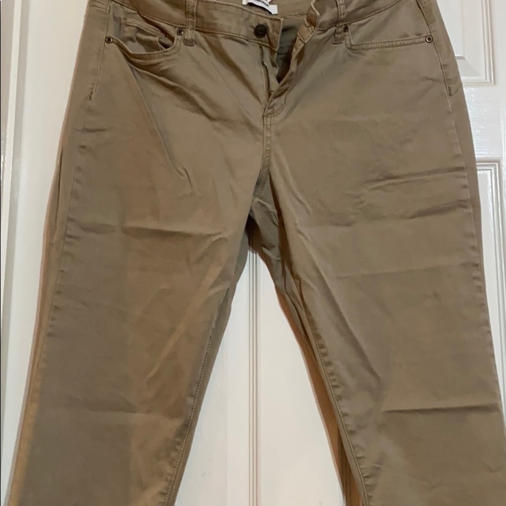 Slim straight long tan pants